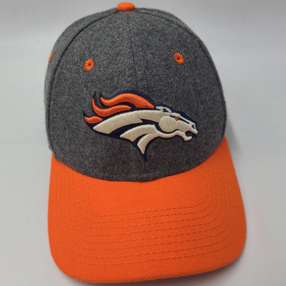 Denver Broncos Hat Fitted M-L New Era 39Thirty Gray Orange NFL Wool Blend Men